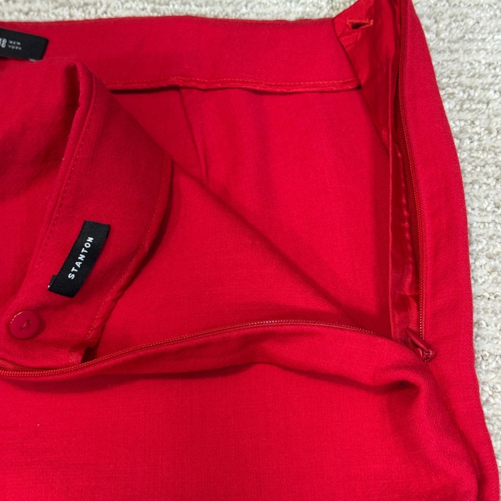 Lafayette 148 New York Stanton Red Slim Leg Side Zip Pants Size 12 - Picture 4 of 7